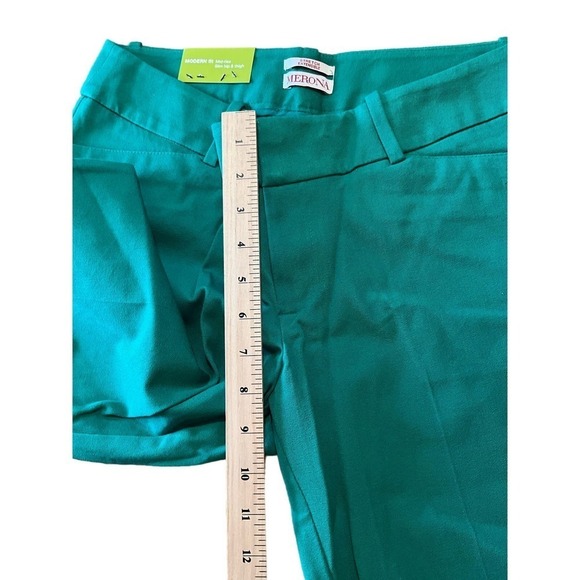 Merona Travel Ankle Pants Women's 10 Green Stretch Modern Fit Mid-Rise Pockets - Picture 4 of 6